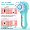 Misiki Electric Facial Cleansing Brush | Pink & Blue Waterproof Exfoliating Face Brush with 5 Brush Heads