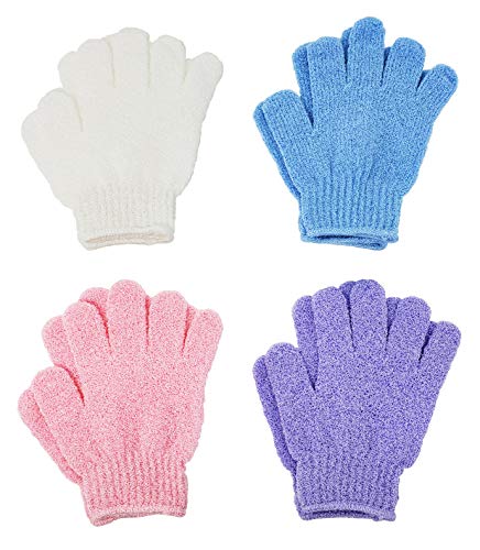 Scrub Wash Mitt for Bath or Shower 4 Pairs Exfoliating Gloves