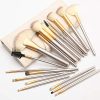 Premium Synthetic Wood Handle Cosmetic Brushes for Eye Face