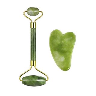 PIXNOR 3pcs Jade Roller and Gua Sha Set, Facial Roller for Skin