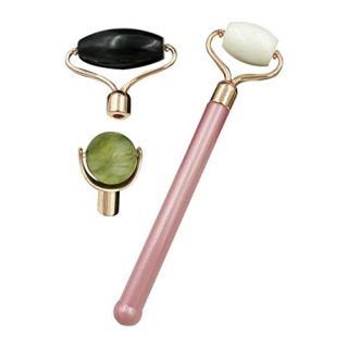 PIXNOR Jade Roller Natural Facial Jade Stone Quartz Facial Roller