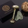 Jade Roller and Gua Sha Set - Luxury Facial Massage Set by Zamlinco