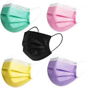 50 PCS Multicolor Disposable Face M asks 3 Layers Design