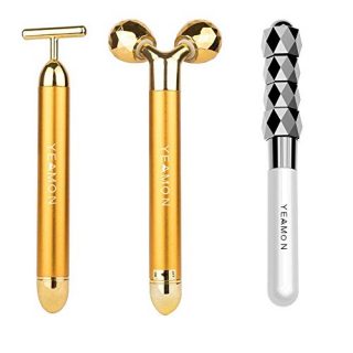 3-IN-1 Electric Face Massager Roller, 24k Facial Golden Pulse Electric