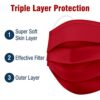 3-Ply Red Disposable Face Masks – Individually Wrapped for On-the-Go Comfort