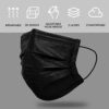 50 Pcs Disposable Black Face Mask Cover for Adults, Dustproof Filter Cover