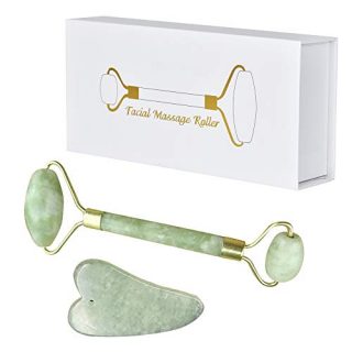 Jade Roller Gua Sha Set-2020 UPGRADED Facial Roller Massager Body