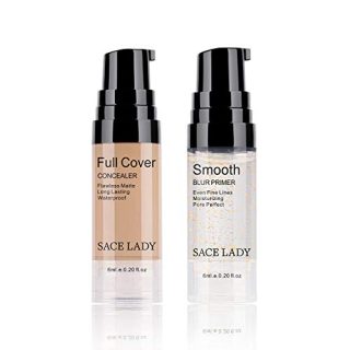 Full Coverage Concealer with Primer Makeup Set, Waterproof Smooth Matte