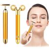 Face Massager Roller 2 in 1 Golden, 3D Roller Electric Sonic