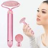 2-IN-1 Jade Roller Electric Facial Massager, Nature Rose Quartz Beauty