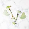 Jade Roller and Gua Sha Set - Jade Face Roller, 100% Natural Jade Stone Set