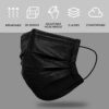 50 Pcs Black Mask Disposable Face Masks Breathable Dust Filter