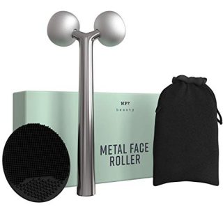 Metal Face Roller + Face Scrubber: Twin Ball Face Massage Ice Roller