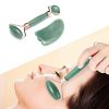 Jade Roller for Face, Jade Roller Massager Healing Crystals Set Including Green Aventurine Roller and Gua Sha Scraping Instrument