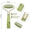 2 Pieces Jade Roller Facial Ridged Roller Kits Skin Roller with 2 Pieces