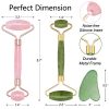 Face Jade Roller & Rose Quartz Roller & Gua Sha Scraping Massage Tool