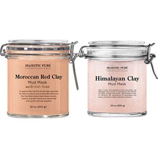 Majestic Pure Moroccan Red Clay Mud Mask and Himalayan Facial Mask Bundle