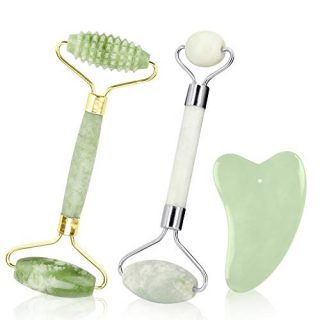 2 Pack Jade Face Roller Massager, Jade Facial Roller Skin Roller for Face