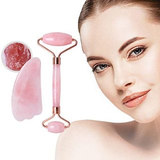 Jade Roller Rose Quartz Roller & Gua Sha Tools Set