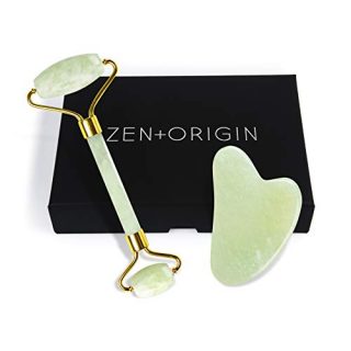 Jade Roller and Gua Sha Set - Jade Face Roller, 100% Natural Jade Stone Set