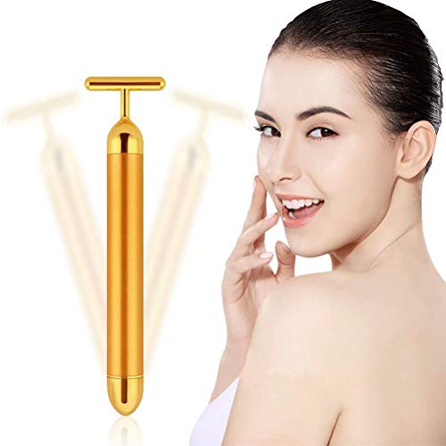 Beauty Bar 24k Golden Pulse Facial Massager, GOODYBUY T-Shape Electric