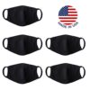5 Pack Large Black T Shirt Face Mask Unisex, Reusable, Washable