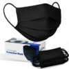 50 Pcs Black Mask Disposable Face Masks Breathable Dust Filter