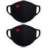 2 Pack Cotton Face Cover- Unisex Cute Heart Mouth Cover