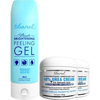 Ebanel Bundle of 2 Pack 40% Urea Cream 4.6 Oz, and Exfoliating Face Scrub