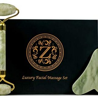 Jade Roller and Gua Sha Set - Luxury Facial Massage Set by Zamlinco