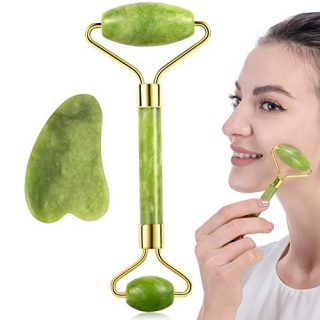 Jade Roller and Gua Sha Set for Beautiful Skin Detox