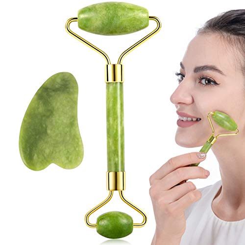 Jade Roller and Gua Sha Face Facial Roller for Face Massager Tool