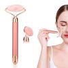 2-IN-1 Electric Jade Roller Face Massager - Natural Rose Quartz Roller