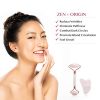 Rose Quartz Roller and Gua Sha Set, 100% Natural Stone