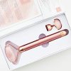 Premium Electric Rose Quartz Roller - Anti-Aging Vibrating Massager Set