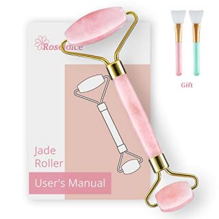 Rosejoice Pink Rose Quartz Jade Roller for Face-Natural Handmade