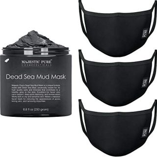 Majestic Pure Dead Sea Mud Mask (8.8 oz) and Reusable Washable Face Mask