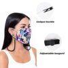 Designer Reusable Cloth Face Mask Women Adult, Lanyard Strap Clip