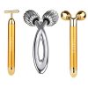 3-IN-1 Electric Face Massage Roller, 24k Facial Golden Pulse Electric