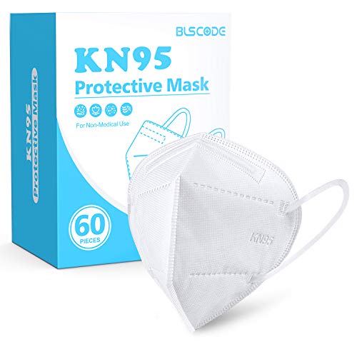 KN95 Face Masks (60pcs White), BLScode Individually Wrapped 5-Layer