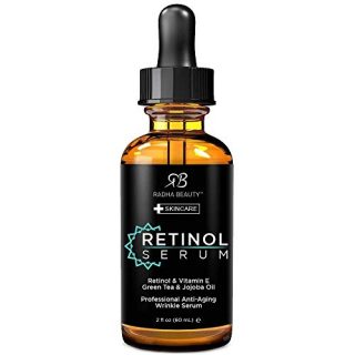 Radha Beauty Retinol Serum 2 oz. - with Hyaluronic Acid, Vitamin E