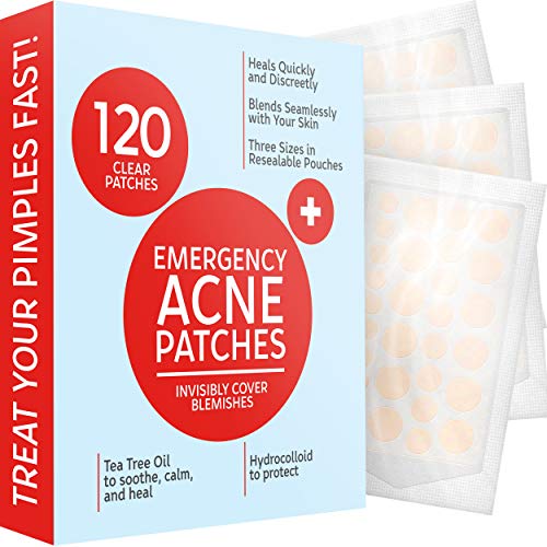 Acne Patches (120 Pack), Hydrocolloid Acne Patch with Tea Tree Oil