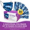 Blue Camo Face Mask (50 Pack) - Premium 3-Ply Camo Mask