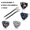 Cloth Designer Reusable Face Mask Women Female, Lanyard Strap Clip