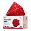 Individually wrapped WeCare red disposable face masks with a 3-ply design, perfect for daily comfort and protection. 
