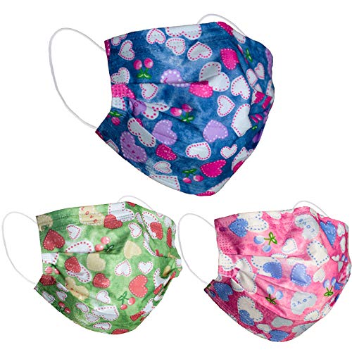 Disposable face Masks with Love Heart Print Design