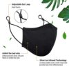 Black Cloth Face Mask, Adjustable Reusable Washable Cover