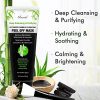 Skin with the Ebanel Skincare Bundle: Charcoal Peel Off Mask, Vitamin C Serum, Hyaluronic Acid Peptide Serum, and Retinol Serum