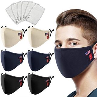 Cloth Face Mask, Reusable Washable Face Masks with Adjustable Ear Loops