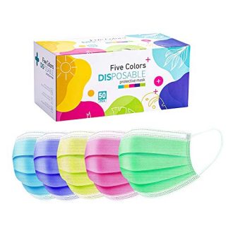 Disposable Face Masks with Designs for Women, 50PCS 3 Layer